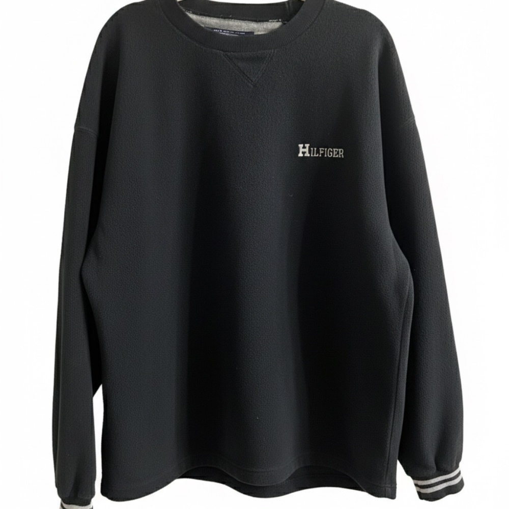 Vintage Tommy Hilfiger 90s Black Fleece Pullover Size XL